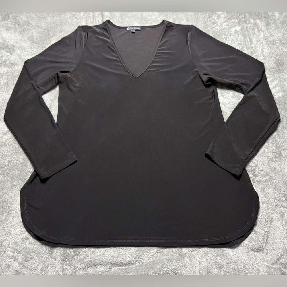 Franne Golde Shirt Women’s L Black V Neck Classic Office